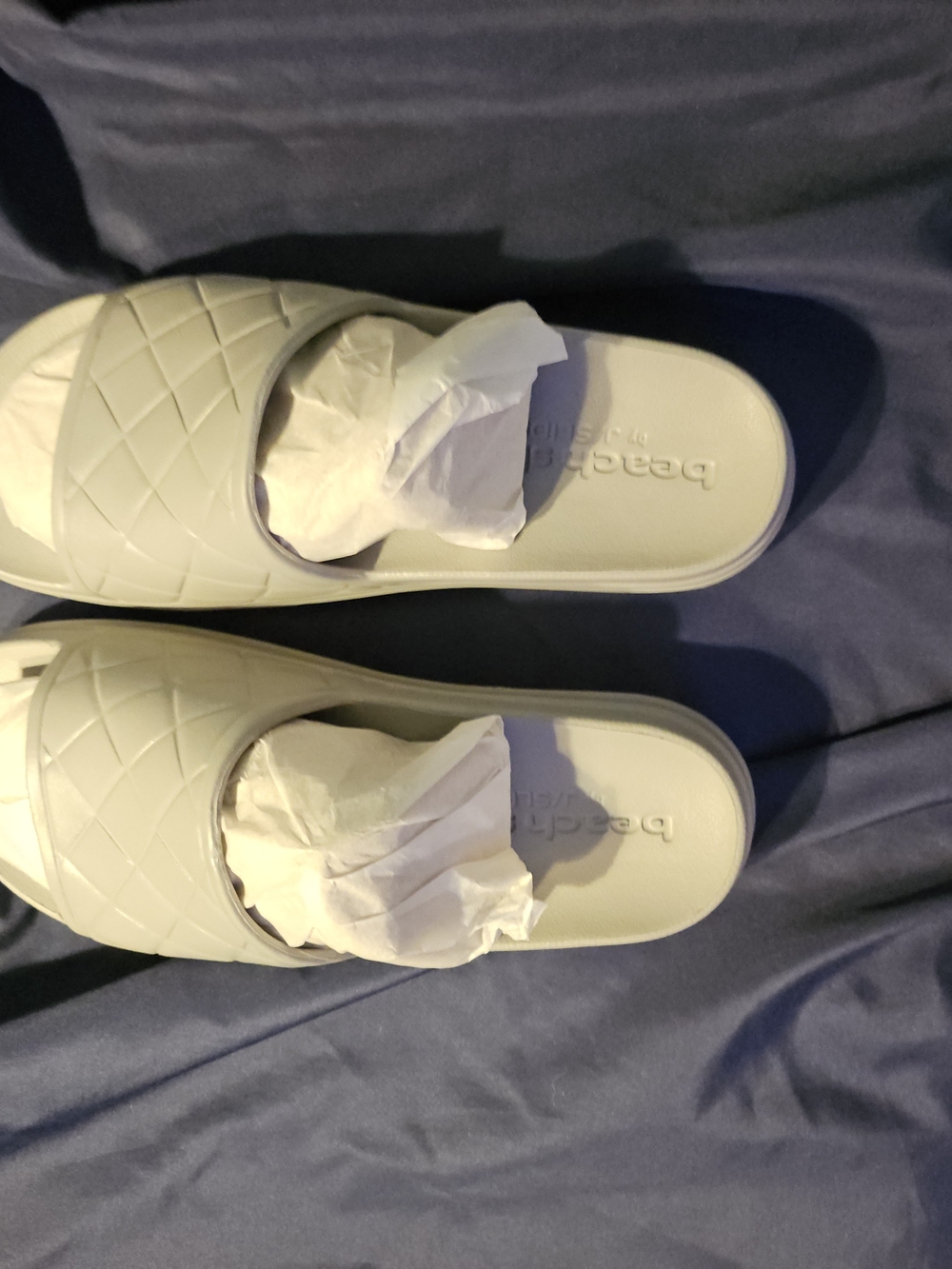 J/SLIDES Cream Quilted Slide Sandals